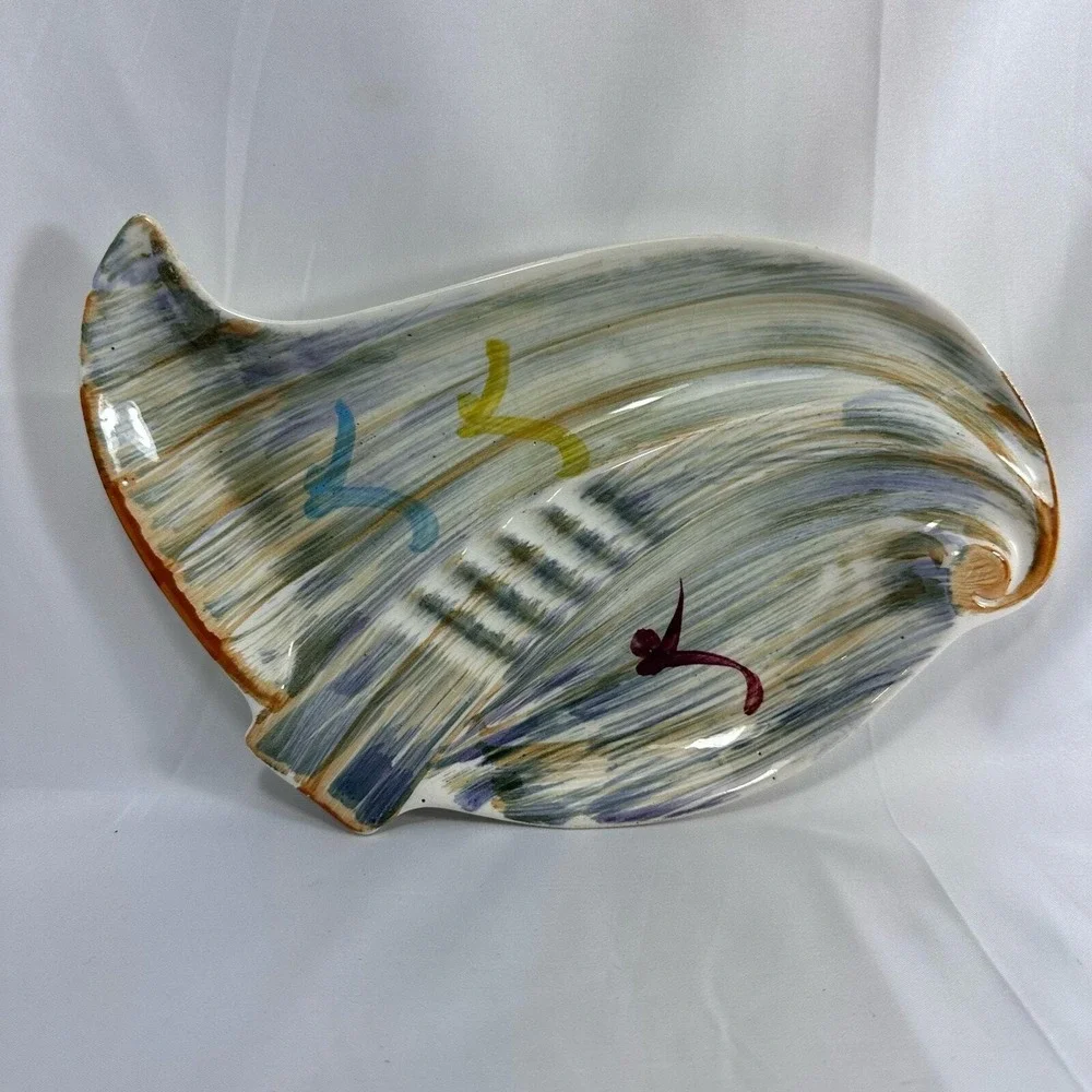 Vintage Ceramic Trinket Dish Decorative Plate Bird Design Accent‎ Ashtray